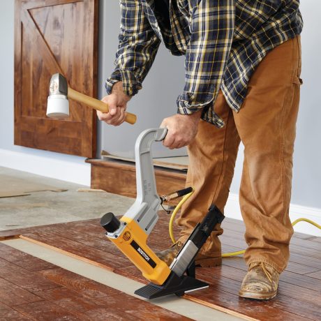 installing hardwood floors with a floor nailer